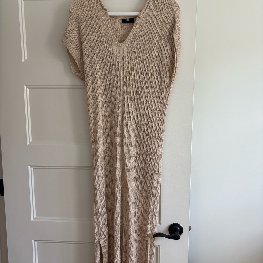 Beige Knit Maxi Dress - Vici